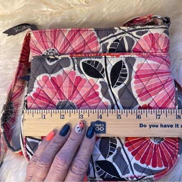 Vera Bradley Small Crossbody Shoulder Bag Cherry Blossom Fabric Pink Red White - Picture 5 of 7